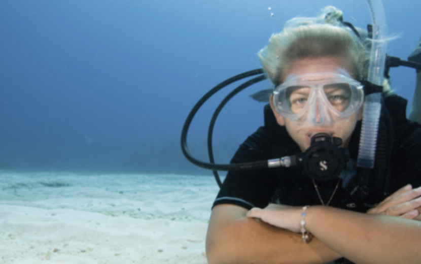 beginner diver under the water