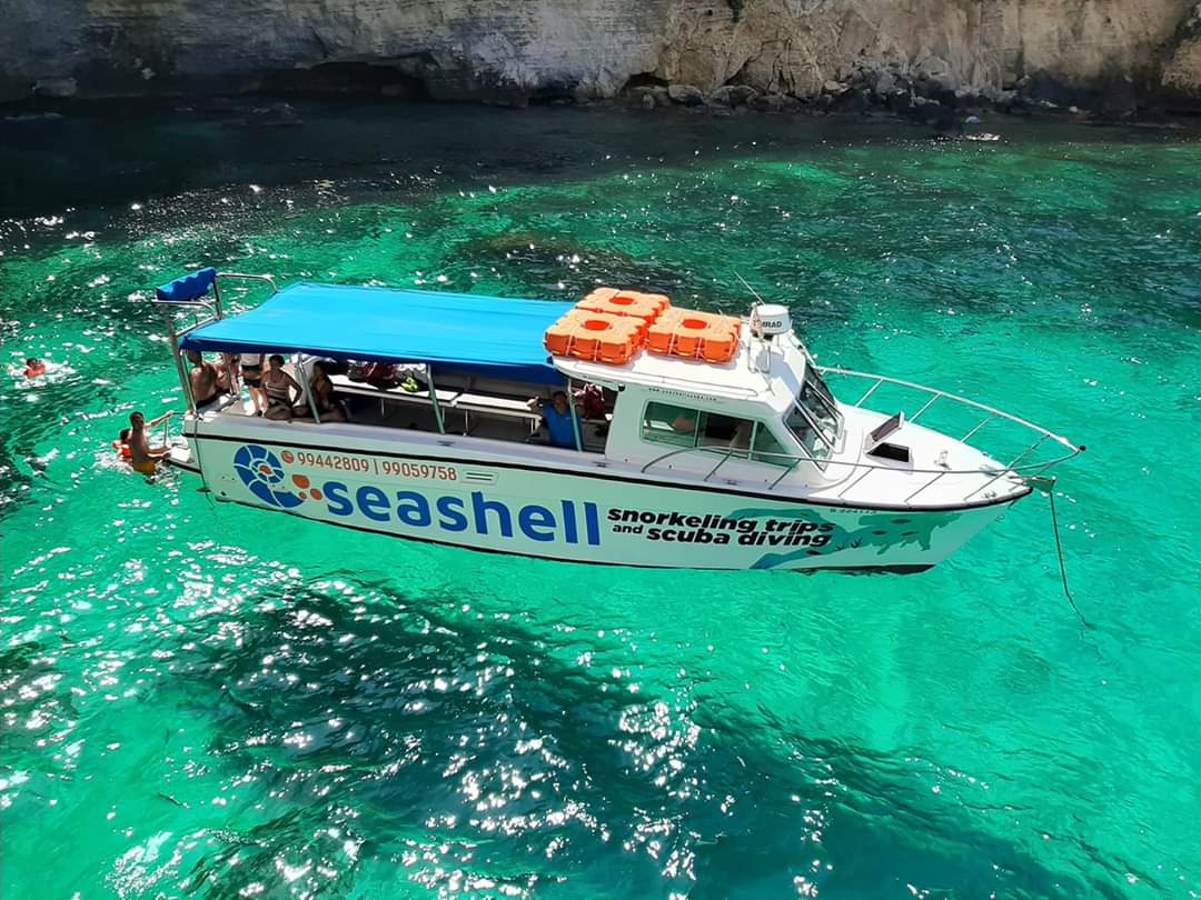 seashell boat in clear waters
